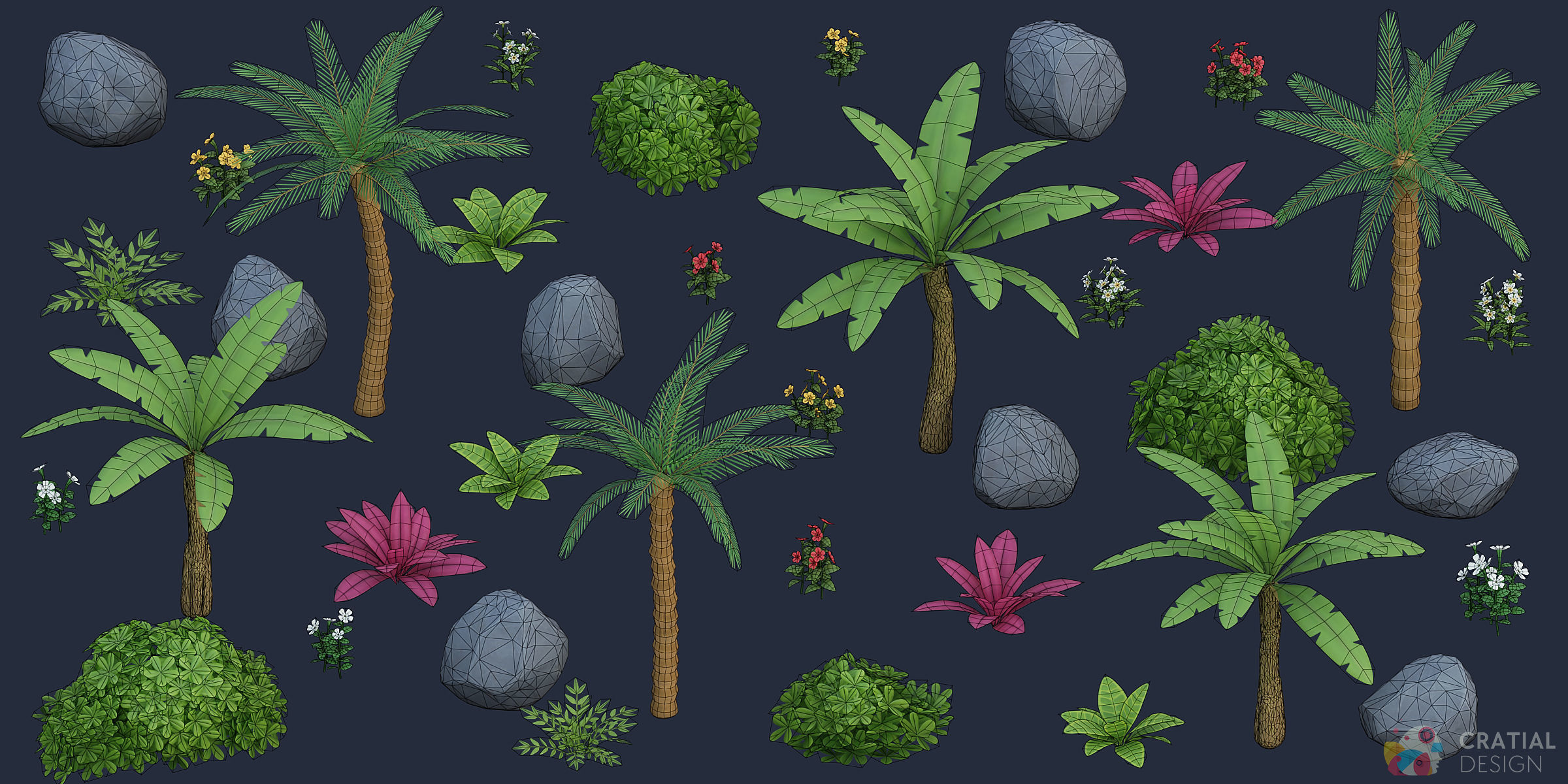 Stylized Tropical Nature and Foliage Kit 3D model_14
