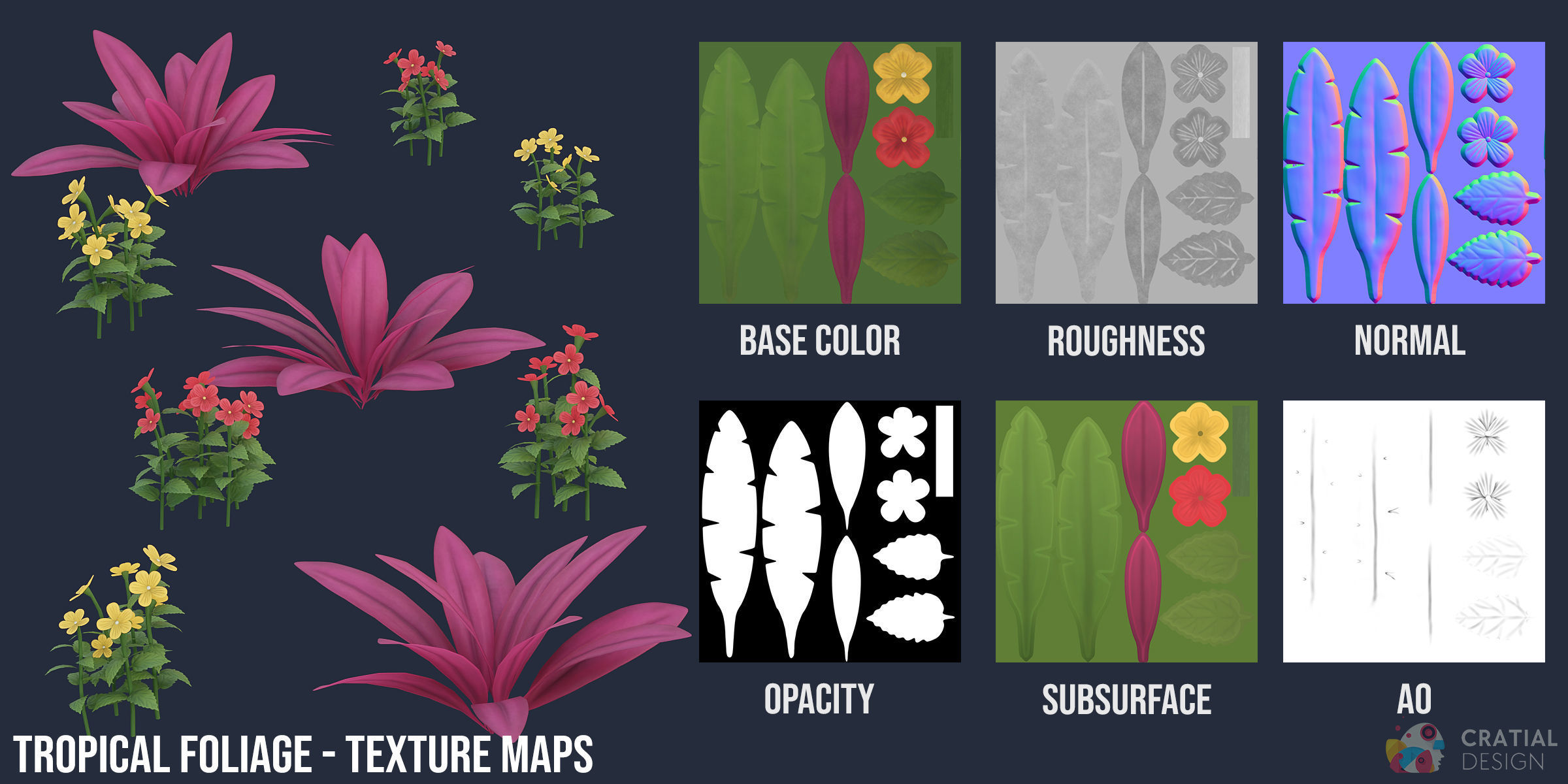 Stylized Tropical Nature and Foliage Kit 3D model_7