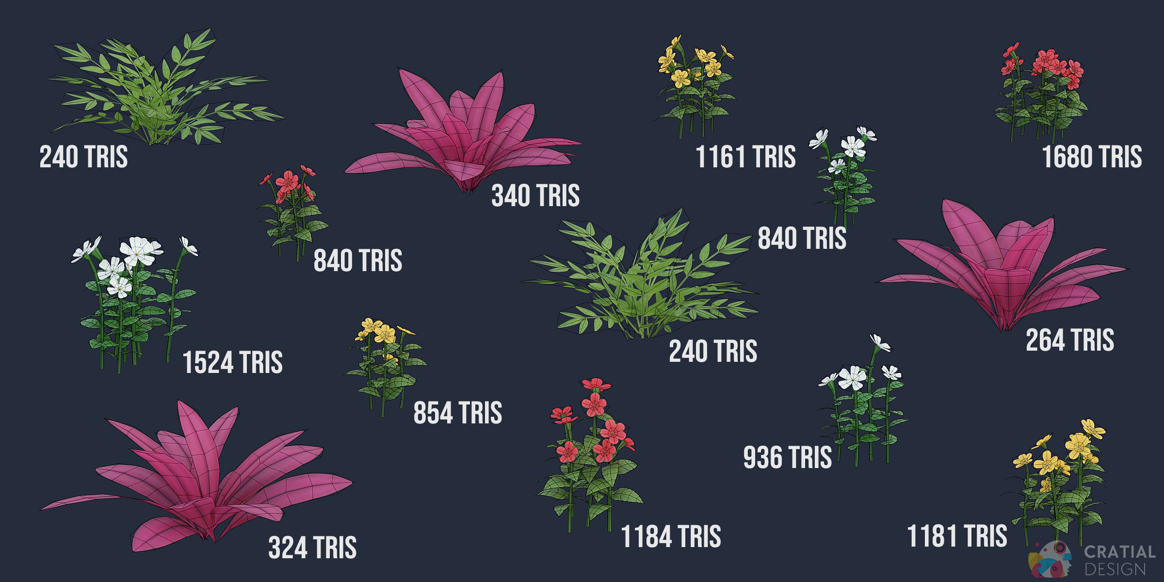 Stylized Tropical Nature and Foliage Kit 3D model_10