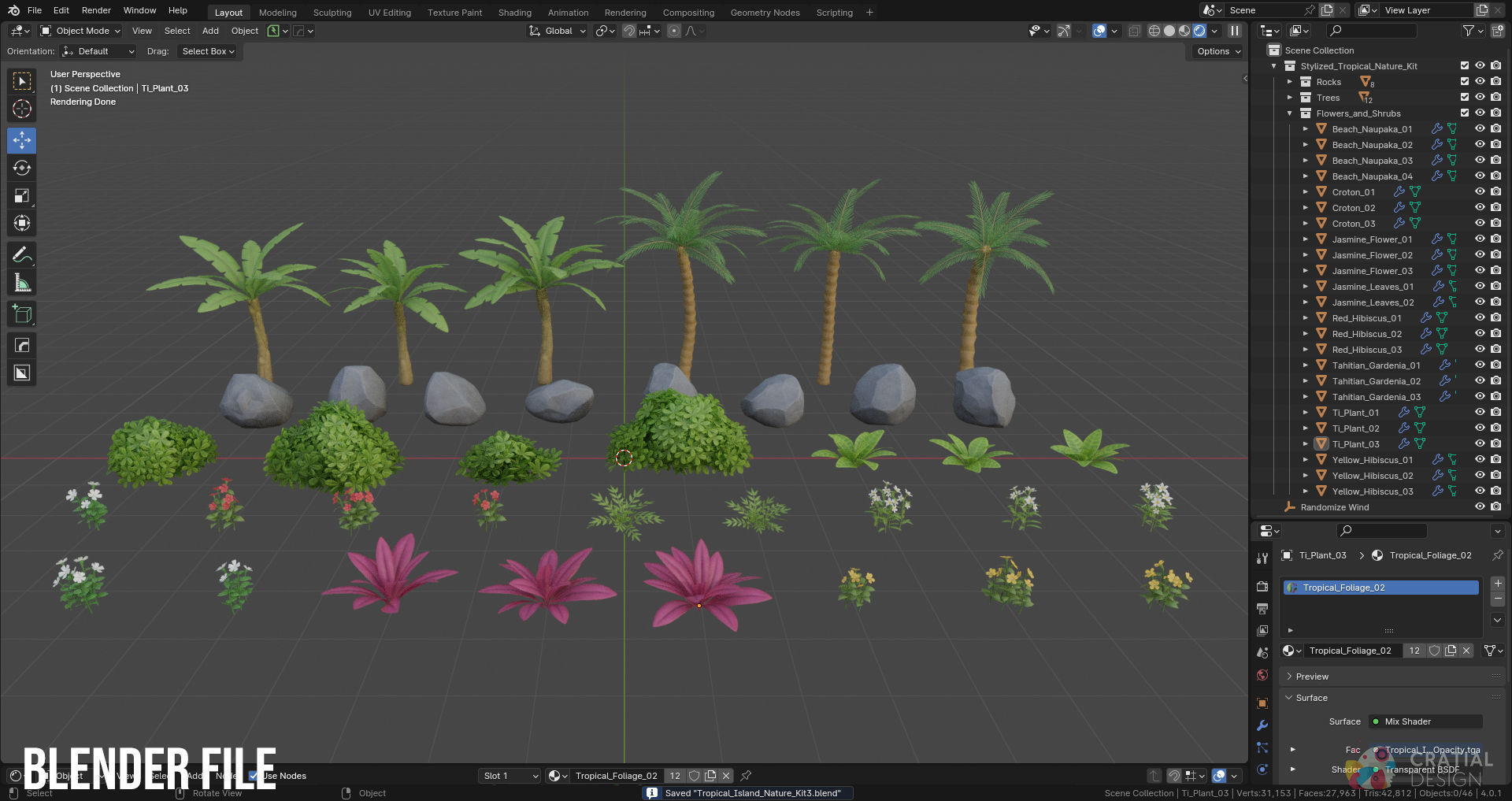Stylized Tropical Nature and Foliage Kit 3D model_13