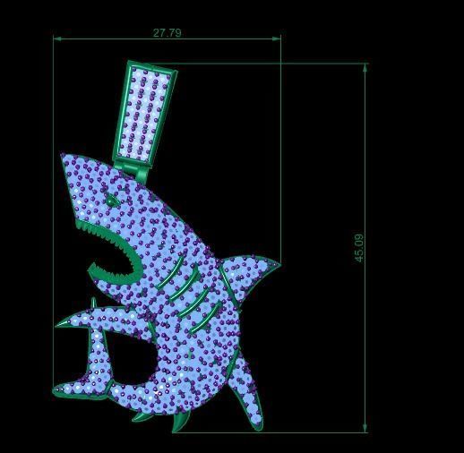 Shark Diamond Pendant 3D print model_5