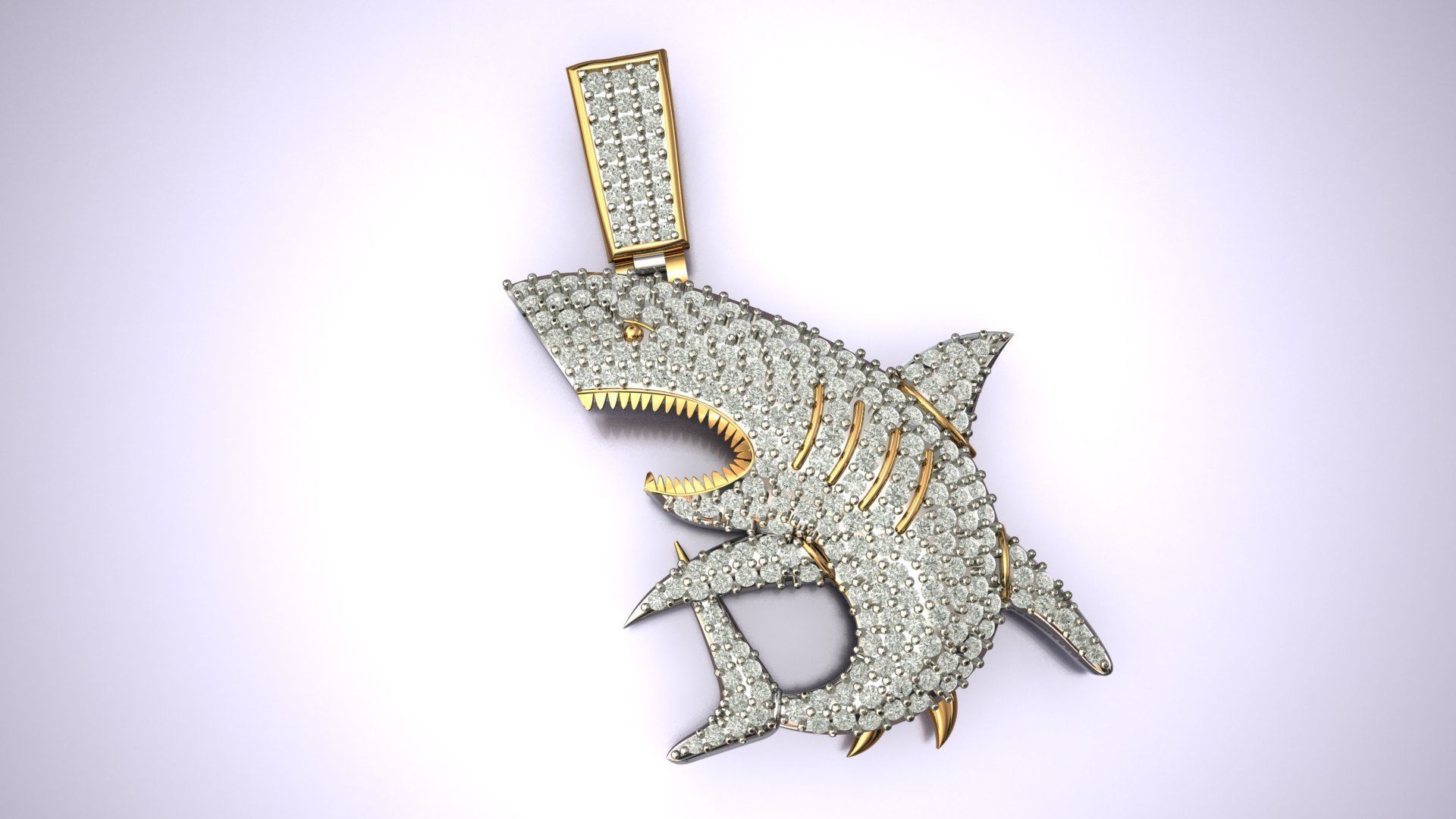 Shark Diamond Pendant 3D print model_4