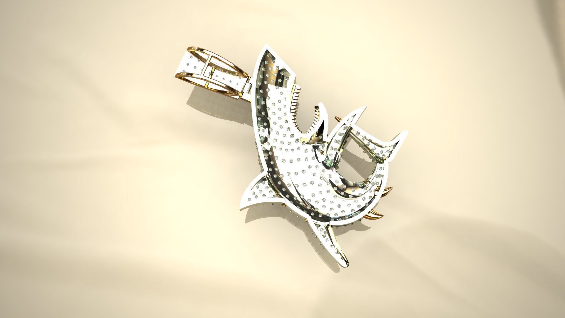 Shark Diamond Pendant 3D print model_8