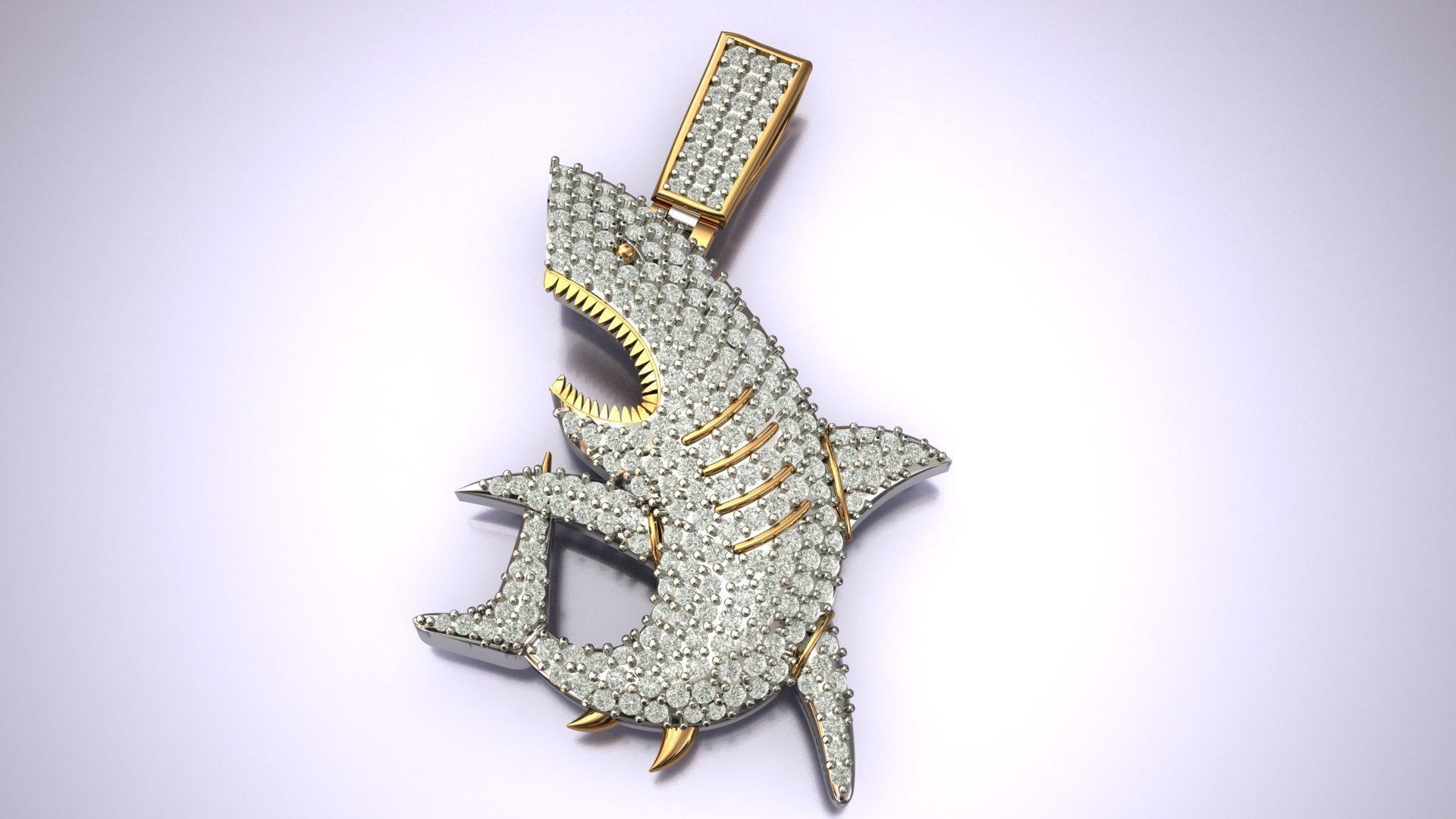 Shark Diamond Pendant 3D print model_1