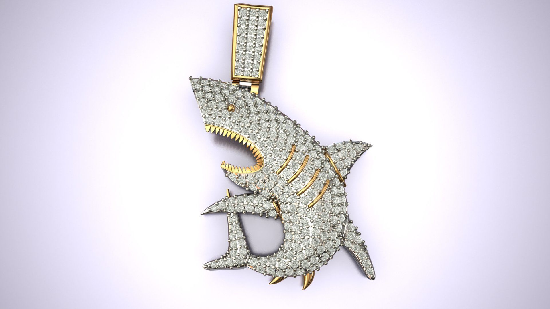Shark Diamond Pendant 3D print model_2