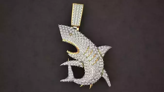 Shark Diamond Pendant 3D print model