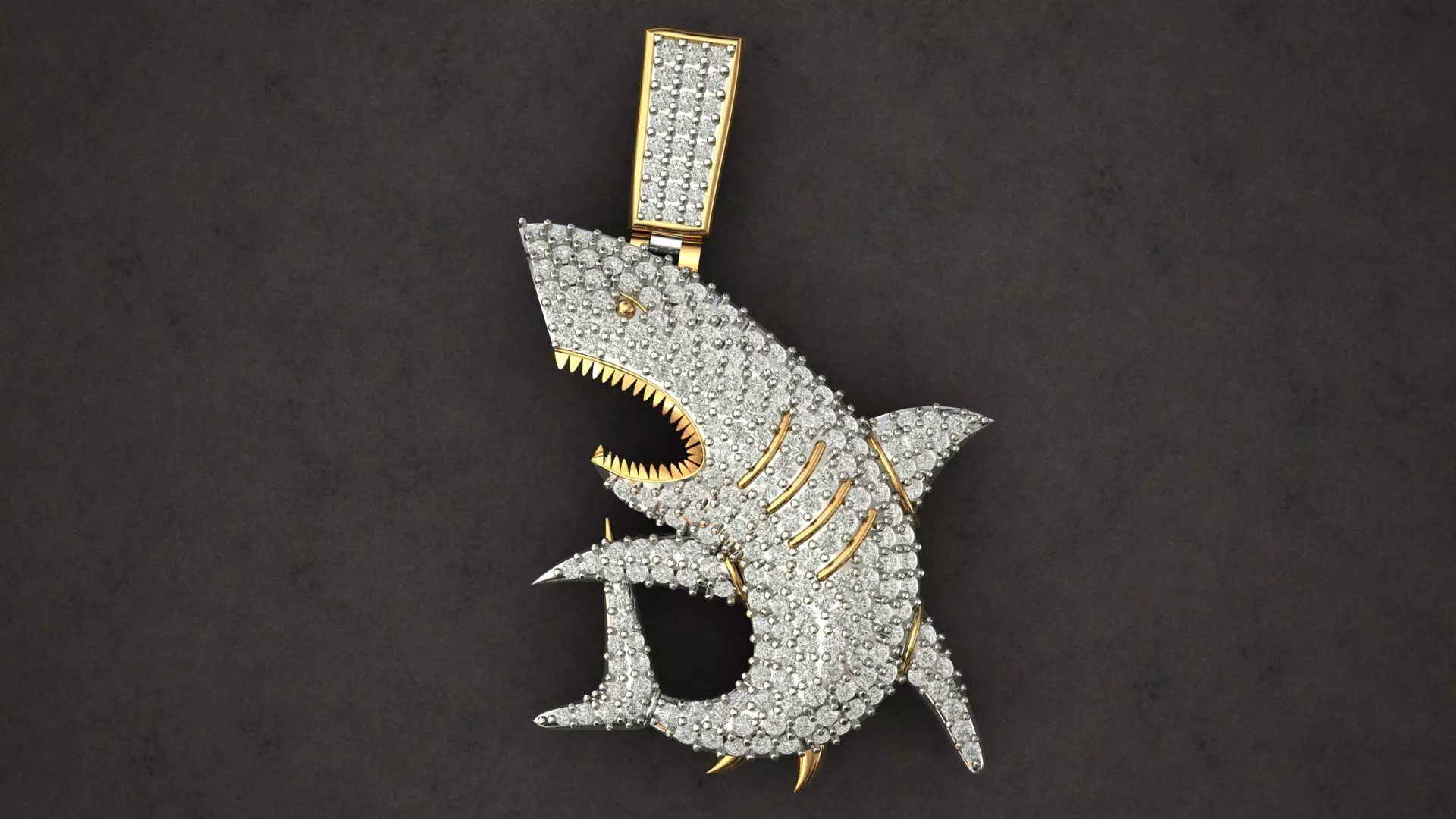 Shark Diamond Pendant 3D print model_0
