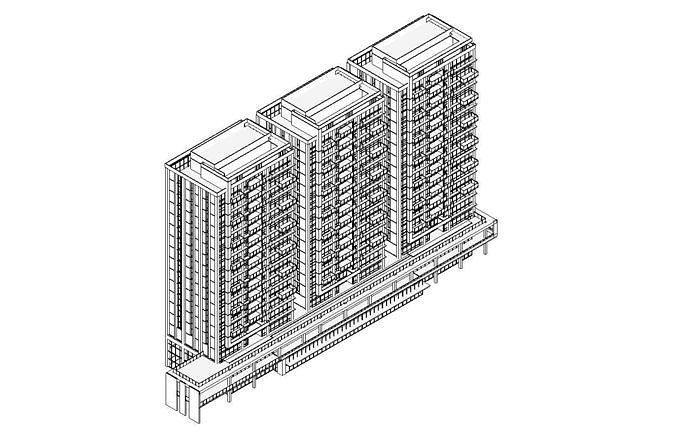 Apartment Building CM22 - Revit Project 3D model 7
