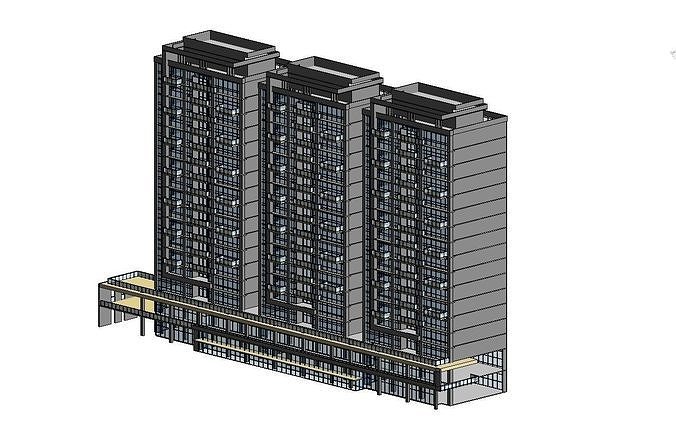 Apartment Building CM22 - Revit Project 3D model 5