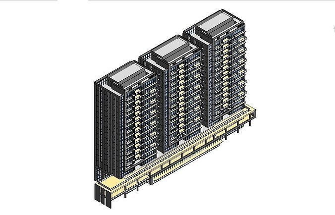 Apartment Building CM22 - Revit Project 3D model 6