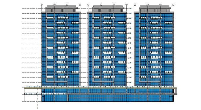 Apartment Building CM22 - Revit Project 3D model 3
