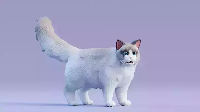 Low poly - Stylized cats - Ragdoll Cat Low-poly 3D model