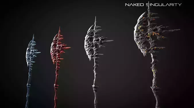 Frozen Halberd Medieval dark fantasy weapon Low-poly 3D model