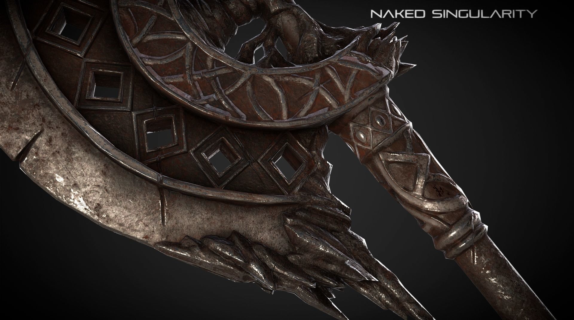 Execution Halberd Medieval dark fantasy weapon Low-poly 3D model_5