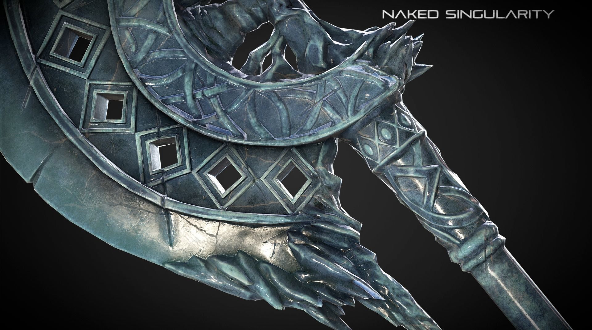 Execution Halberd Medieval dark fantasy weapon Low-poly 3D model_6