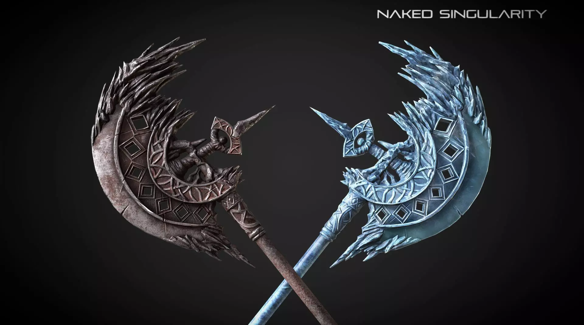 Execution Halberd Medieval dark fantasy weapon Low-poly 3D model_0