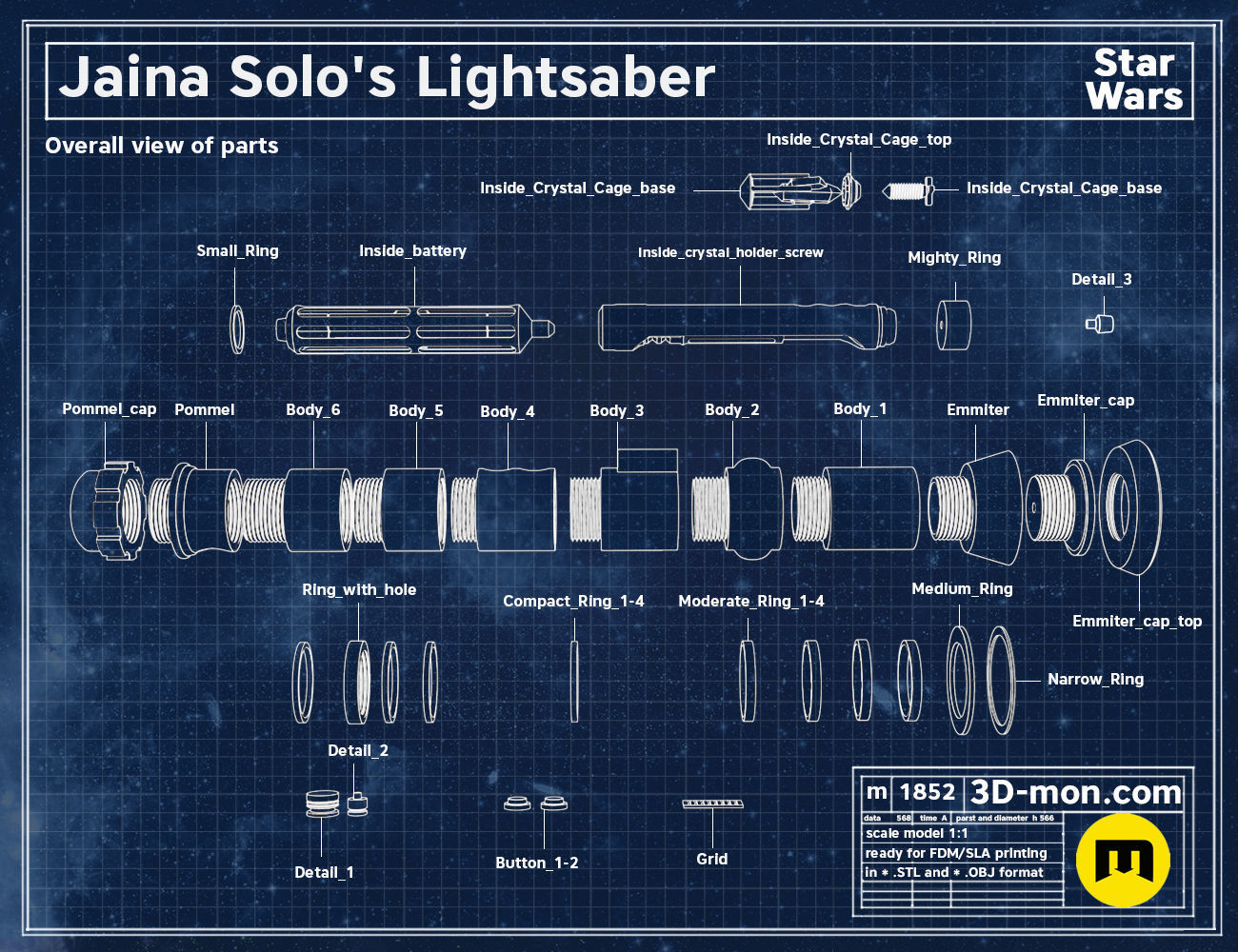 Jaina Solo lightsaber 3D print model_1