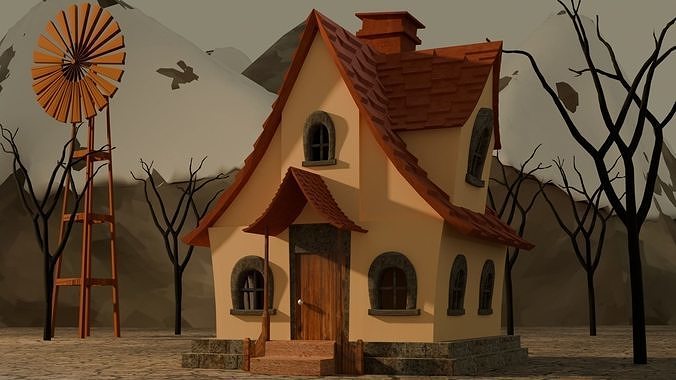 Alpine Cottage Low-poly 3D model
