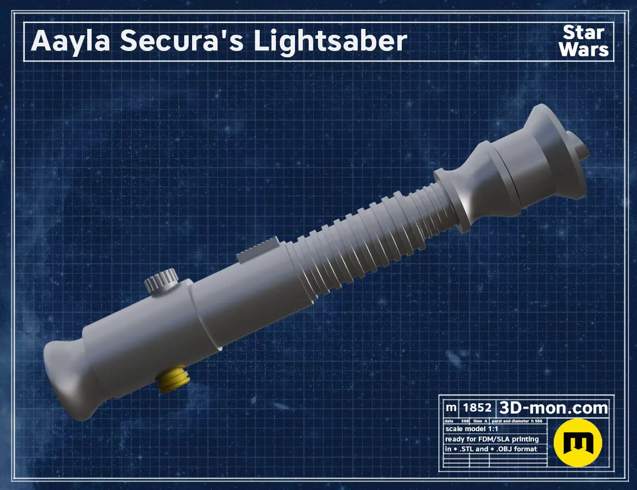 Aayla Secura lightsaber 3D print model_0