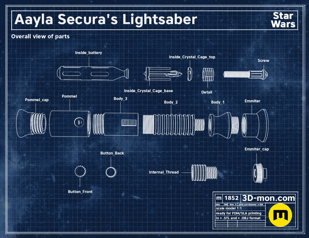 Aayla Secura lightsaber 3D print model_1