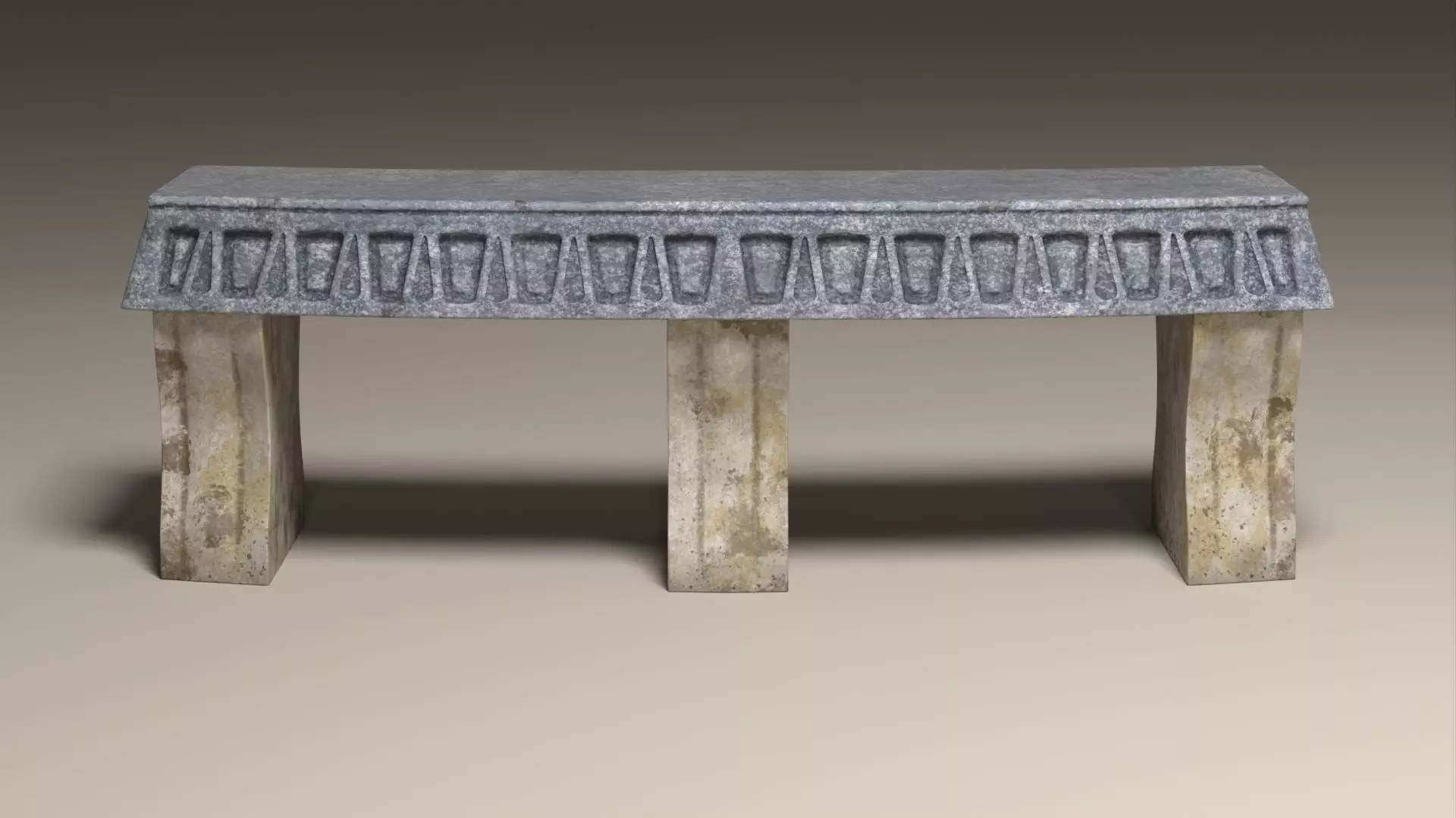 Stone Bench Low-poly 3D model_0