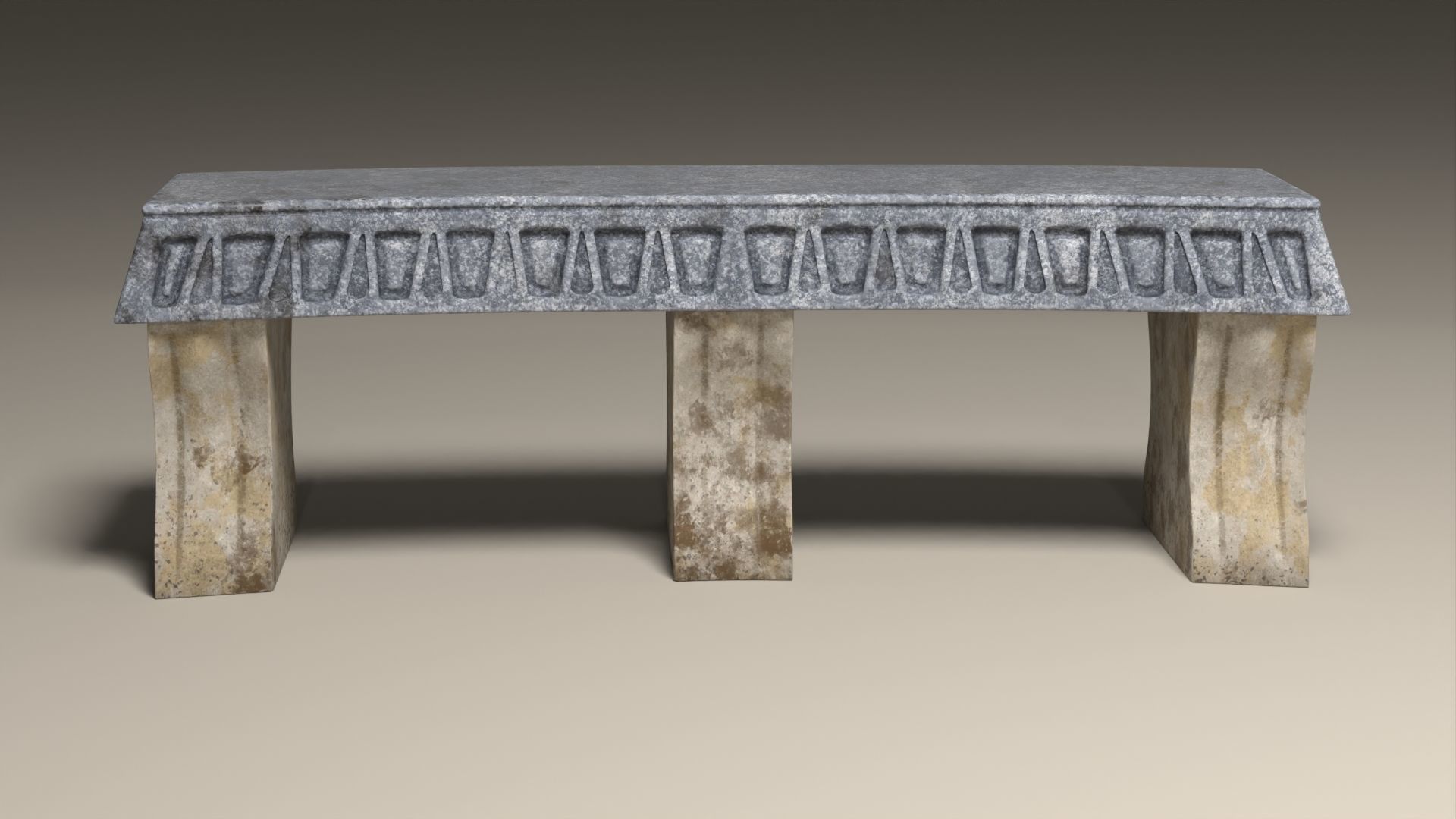 Stone Bench Low-poly 3D model_5