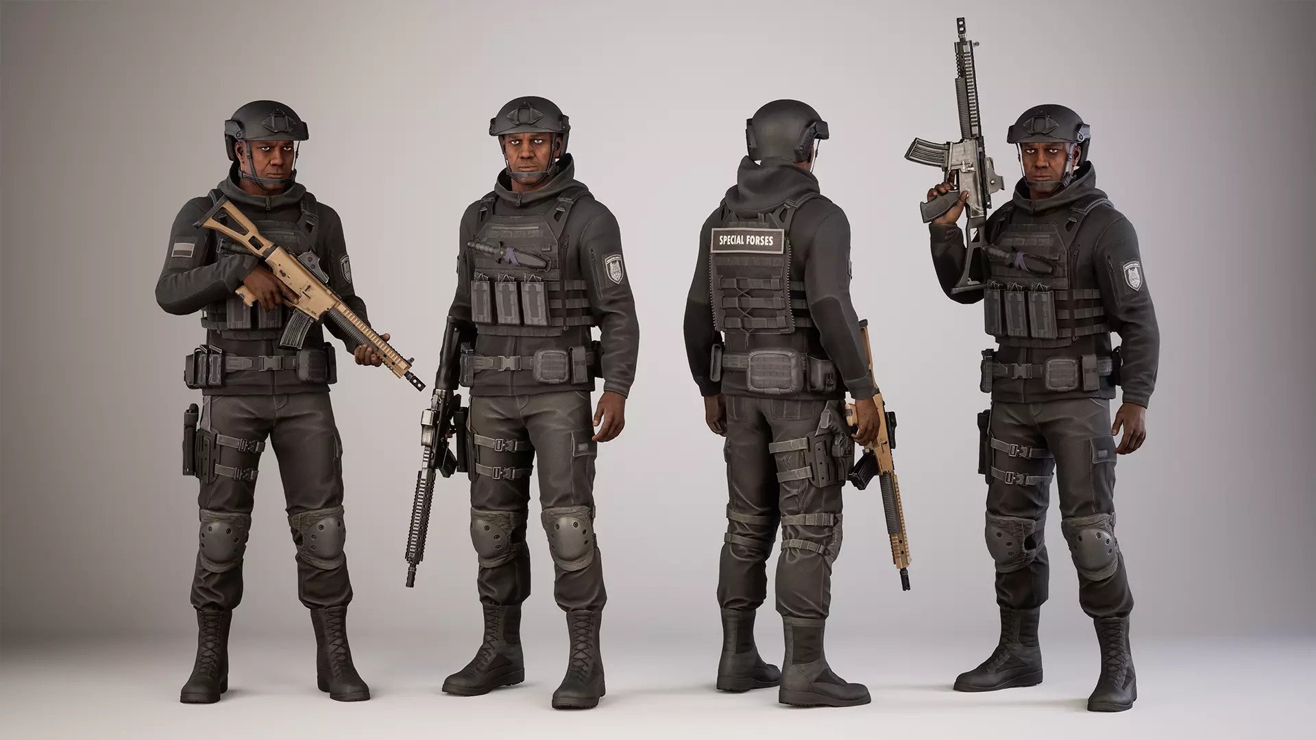 Casual Soldier 19 Low-poly 3D model_0