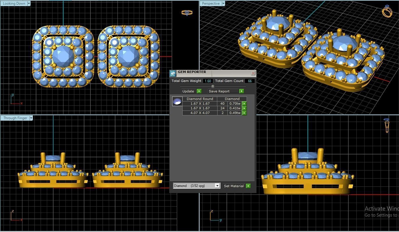 Diamond Earring 3D print model_1