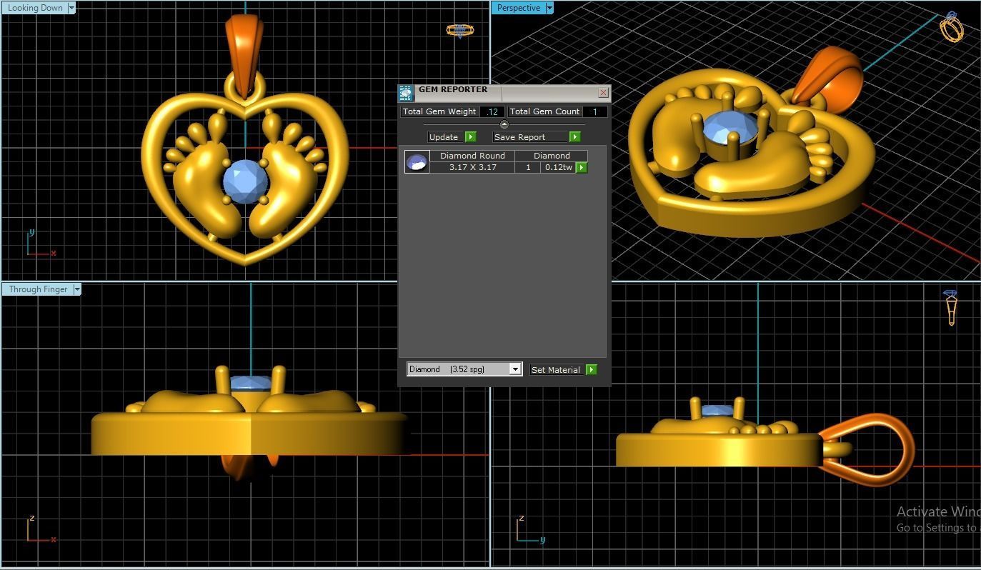 Foot Pendant 3D print model_1