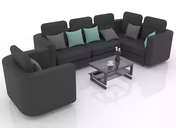 Long and Small Sofa Living with Center Table Living Room