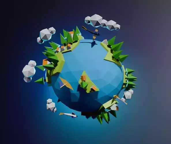 Low-Poly Earth 3D Model
