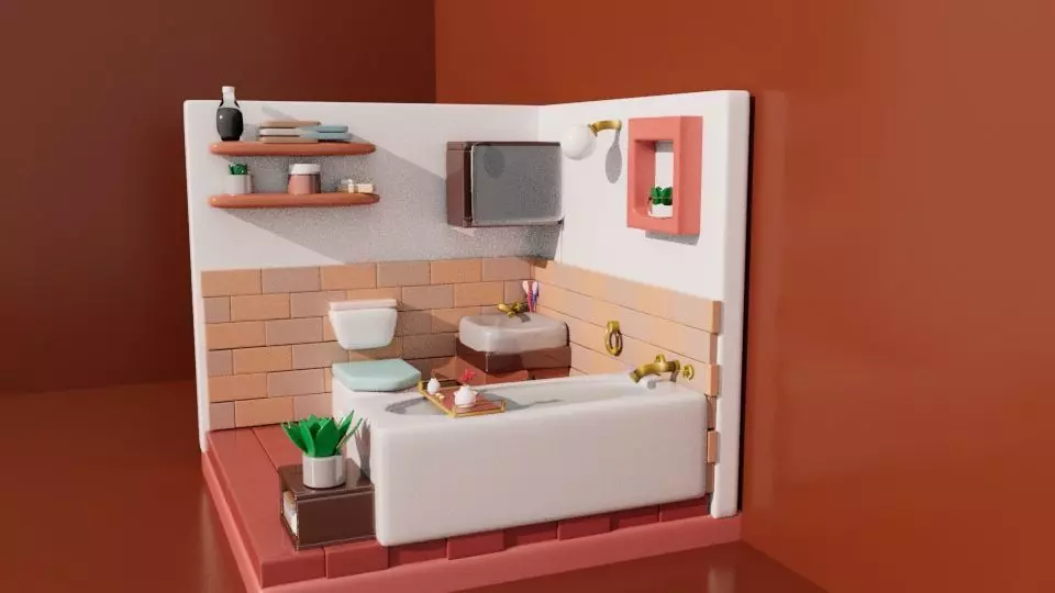10mtr x 5 mtr cartoon bathroom 3D model
