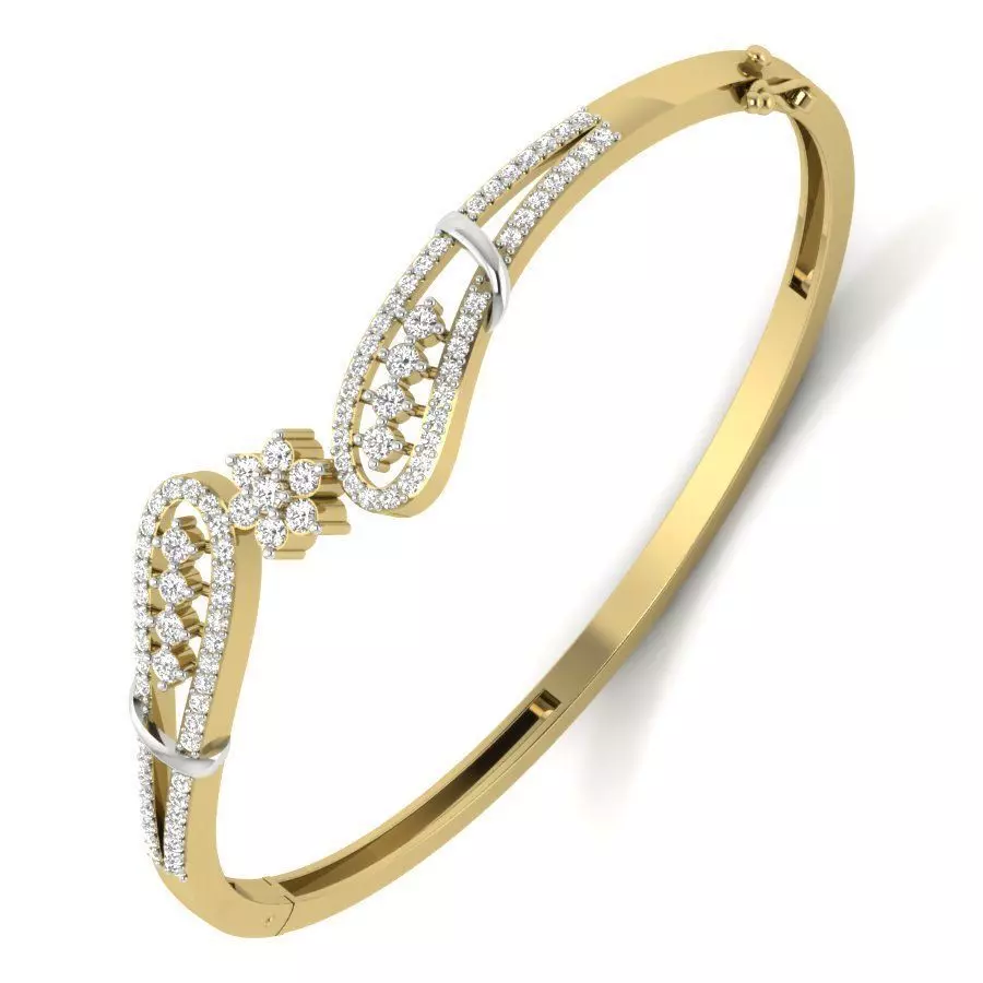 Yellow gold diamond Bangle-PBG-011 DIA 3D print model