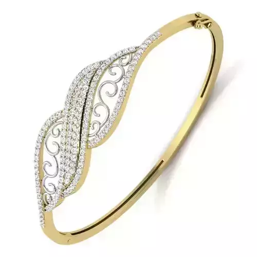 Yellow gold diamond Bangle-PBG-012 DIA