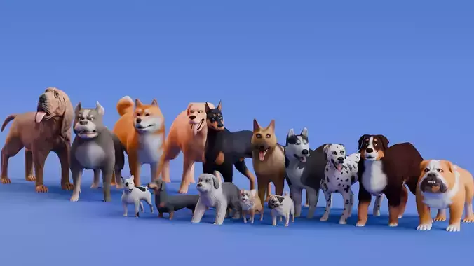 Stylized Dogs - Bundle Edition Low-poly 3D model