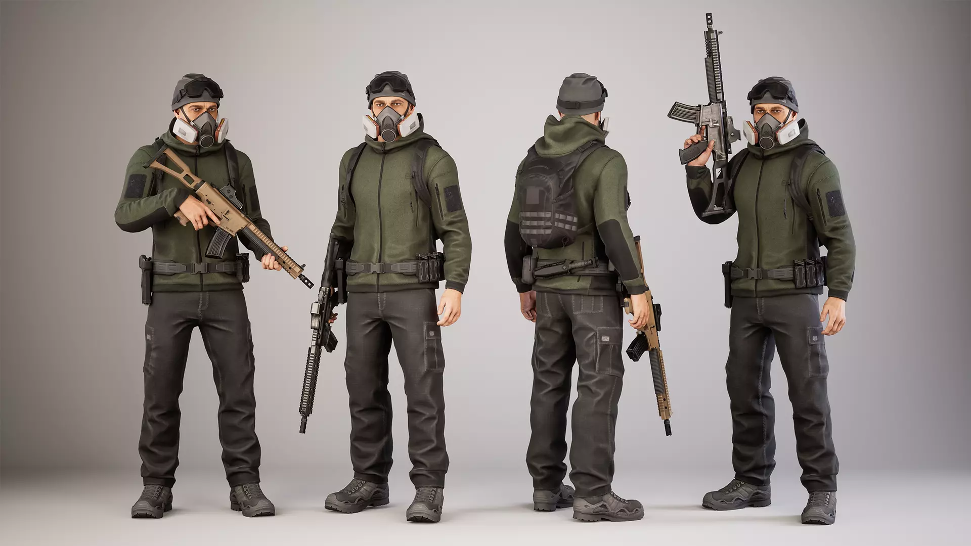 Casual Soldier 21 Low-poly 3D model_0