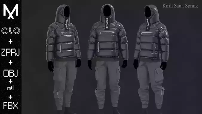 Outfit Male Marvelous designer Clo3d OBJ mtl FBX ZPRJ