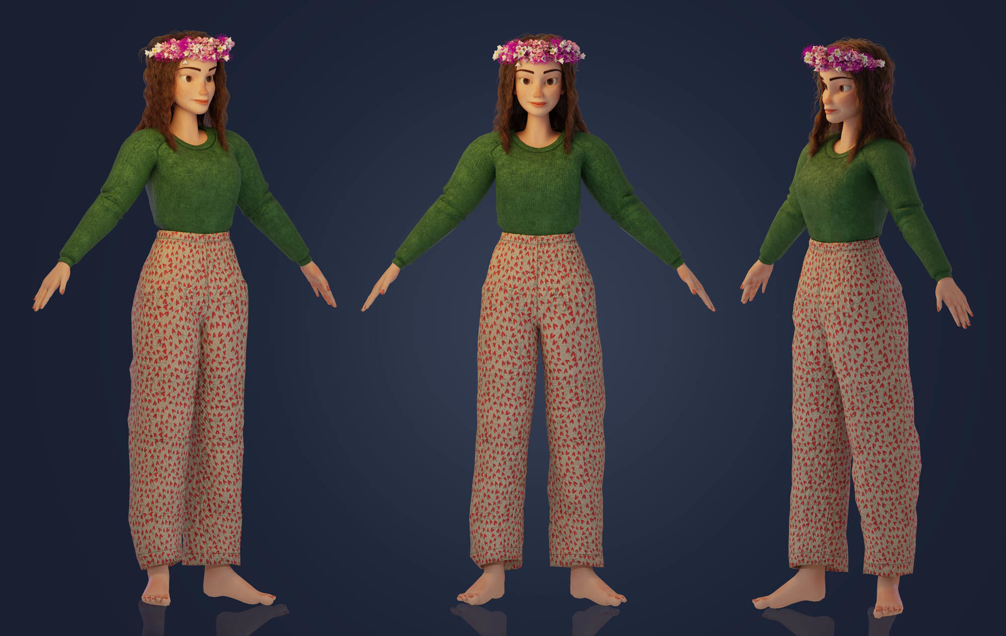 3d Stylized Female Cartoon Character 3D model_2