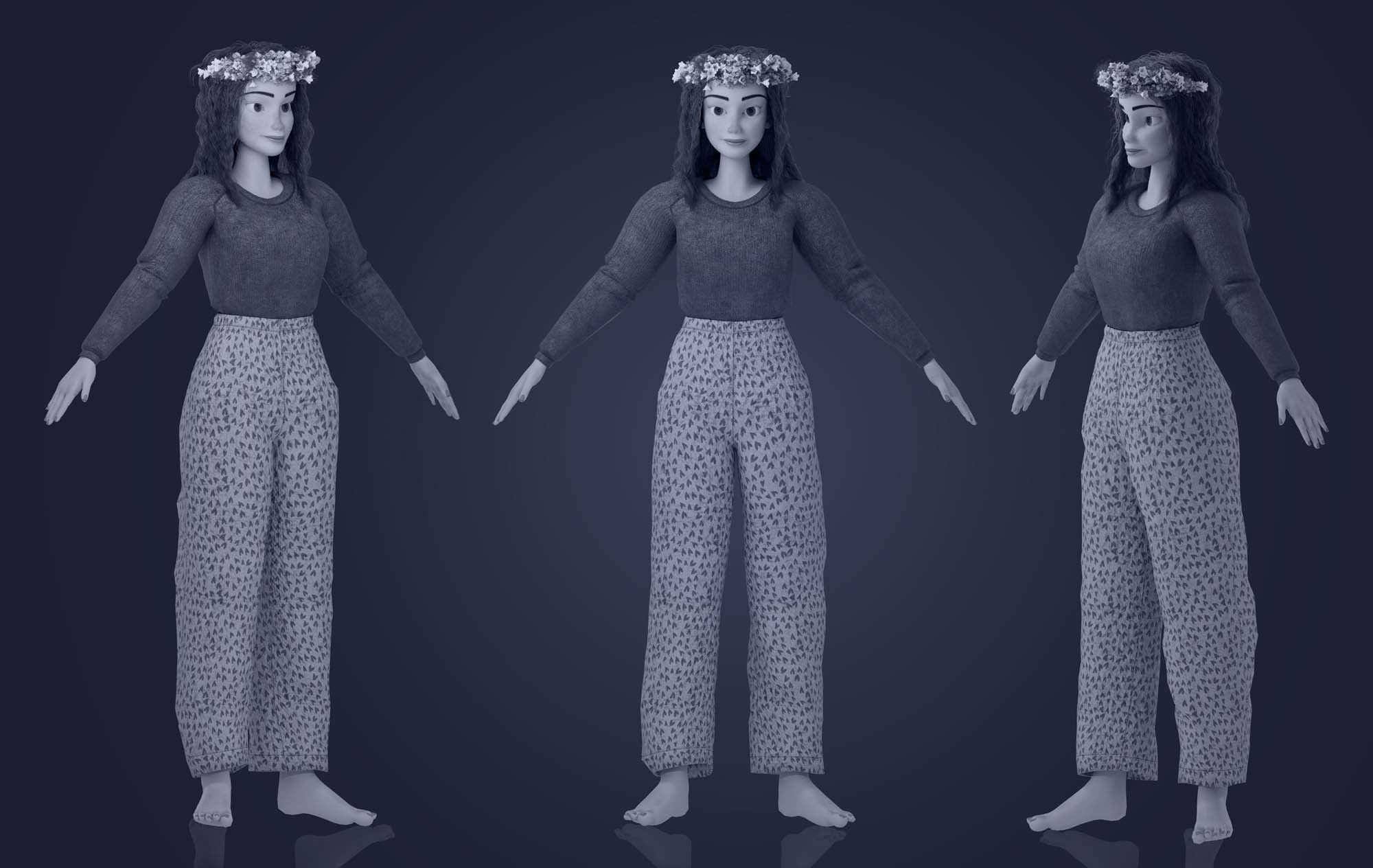 3d Stylized Female Cartoon Character 3D model_3