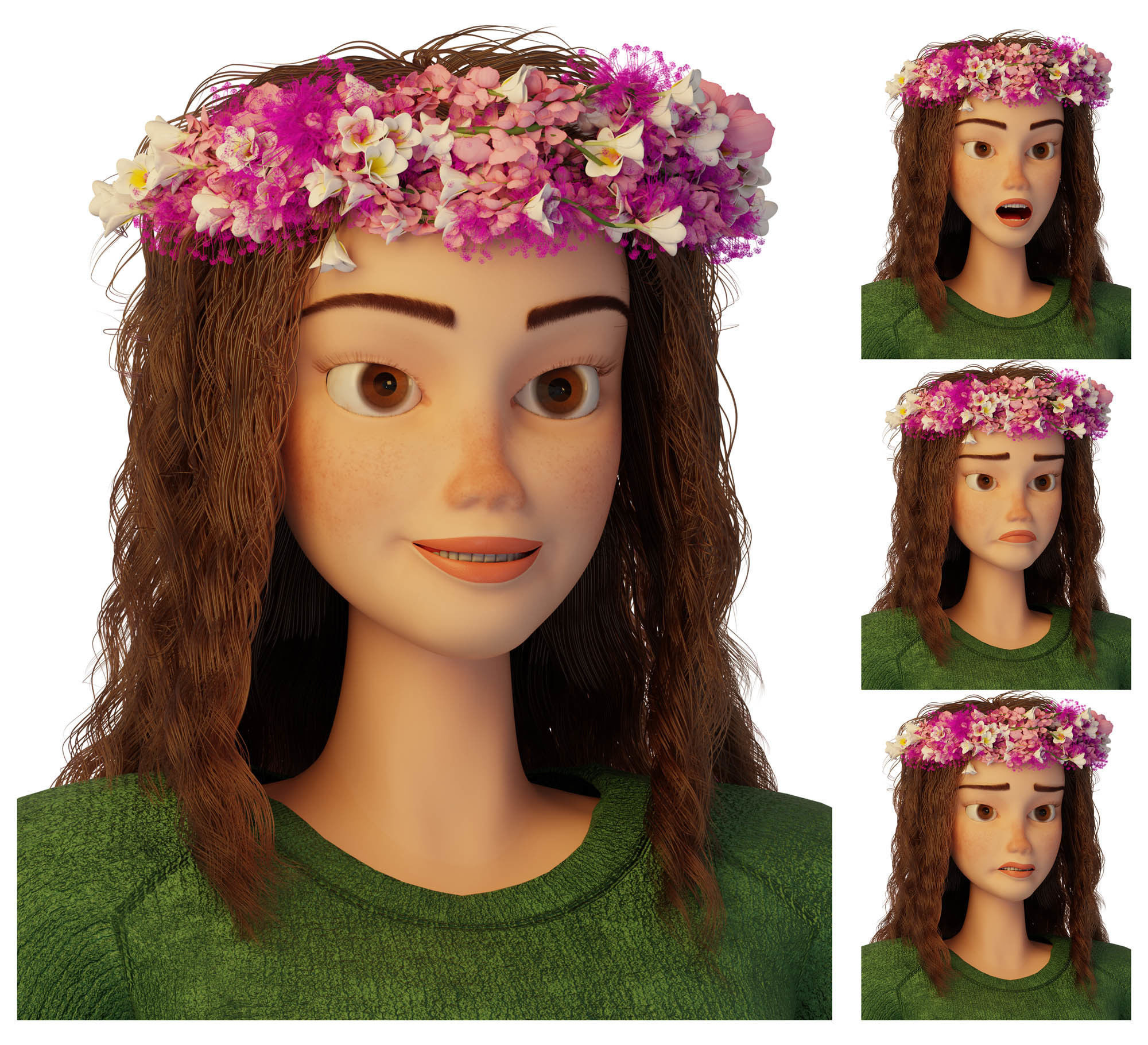 3d Stylized Female Cartoon Character 3D model_1