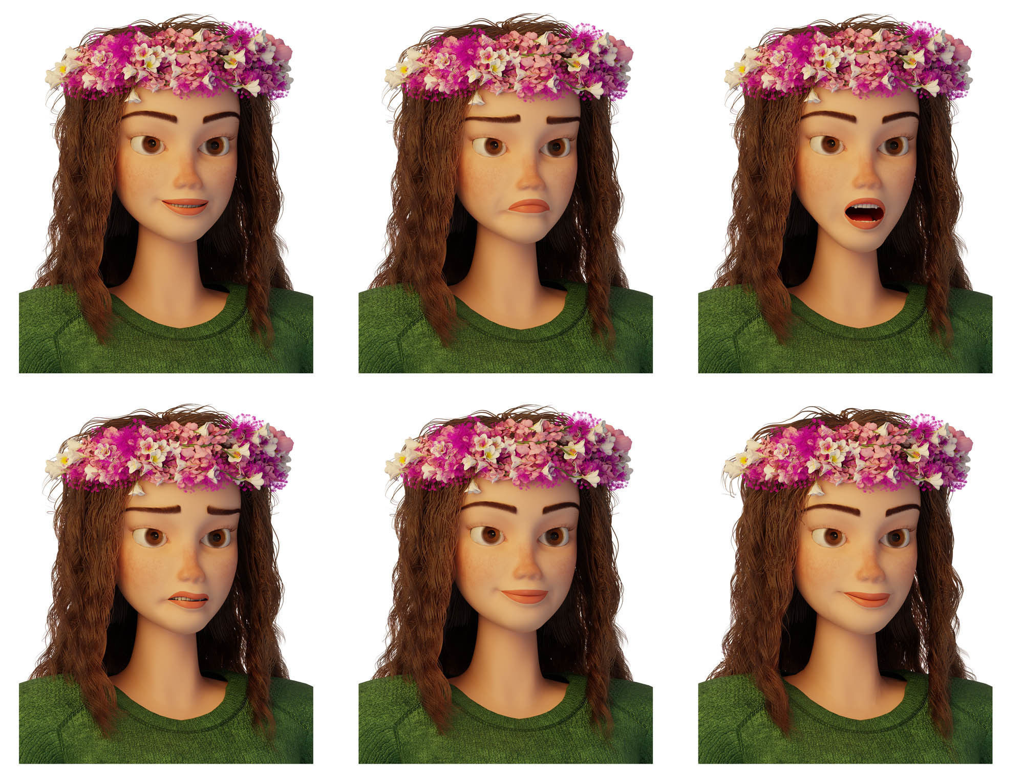 3d Stylized Female Cartoon Character 3D model_7