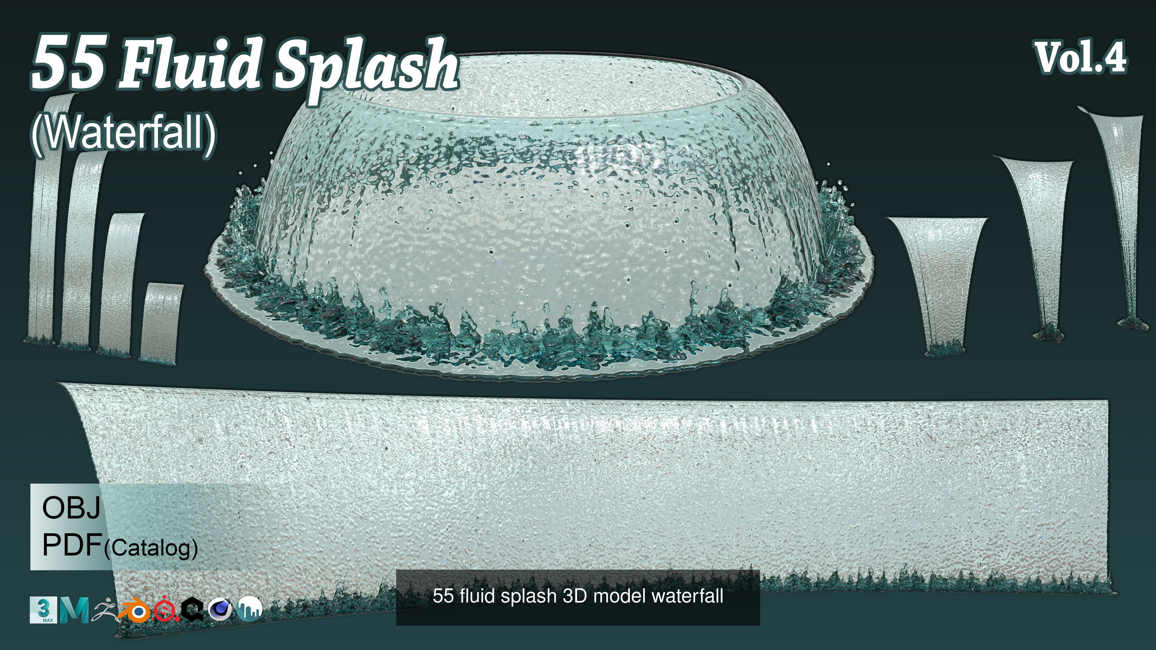 316 Fluid Splash Bundle Vol 1-5 3D Model Collection_4