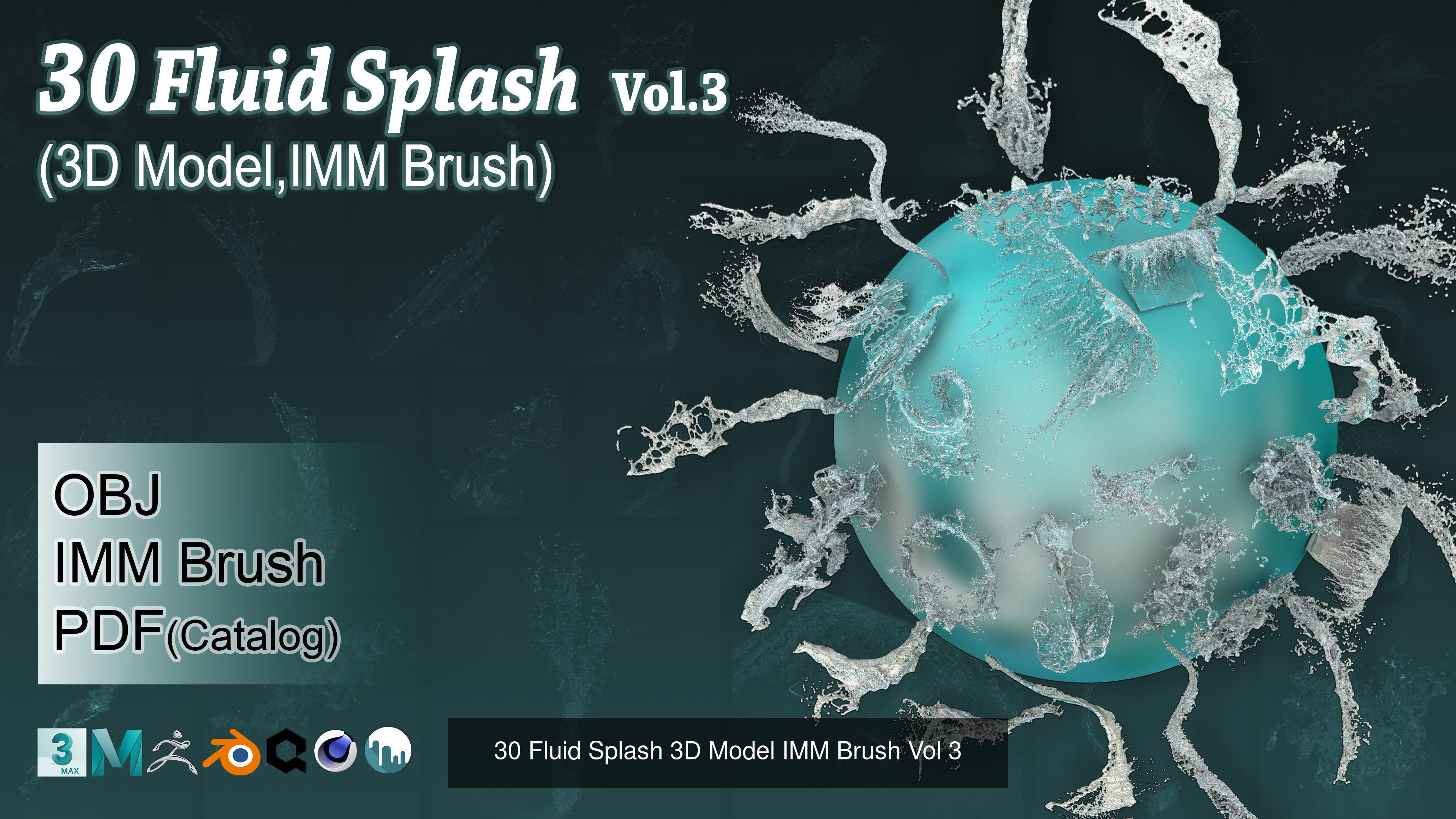 316 Fluid Splash Bundle Vol 1-5 3D Model Collection_3