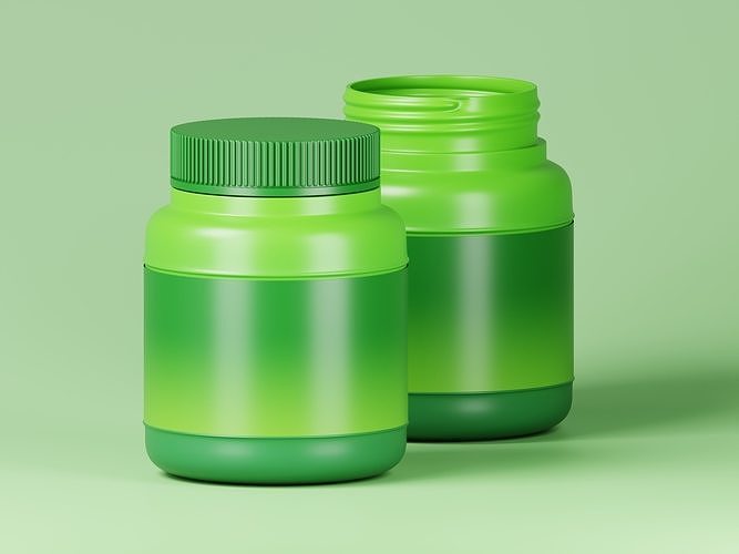 Green Cosmetic Jar 3D Model Low-poly 3D model