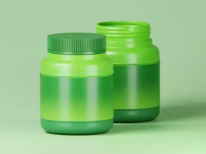 Green Cosmetic Jar 3D Model
