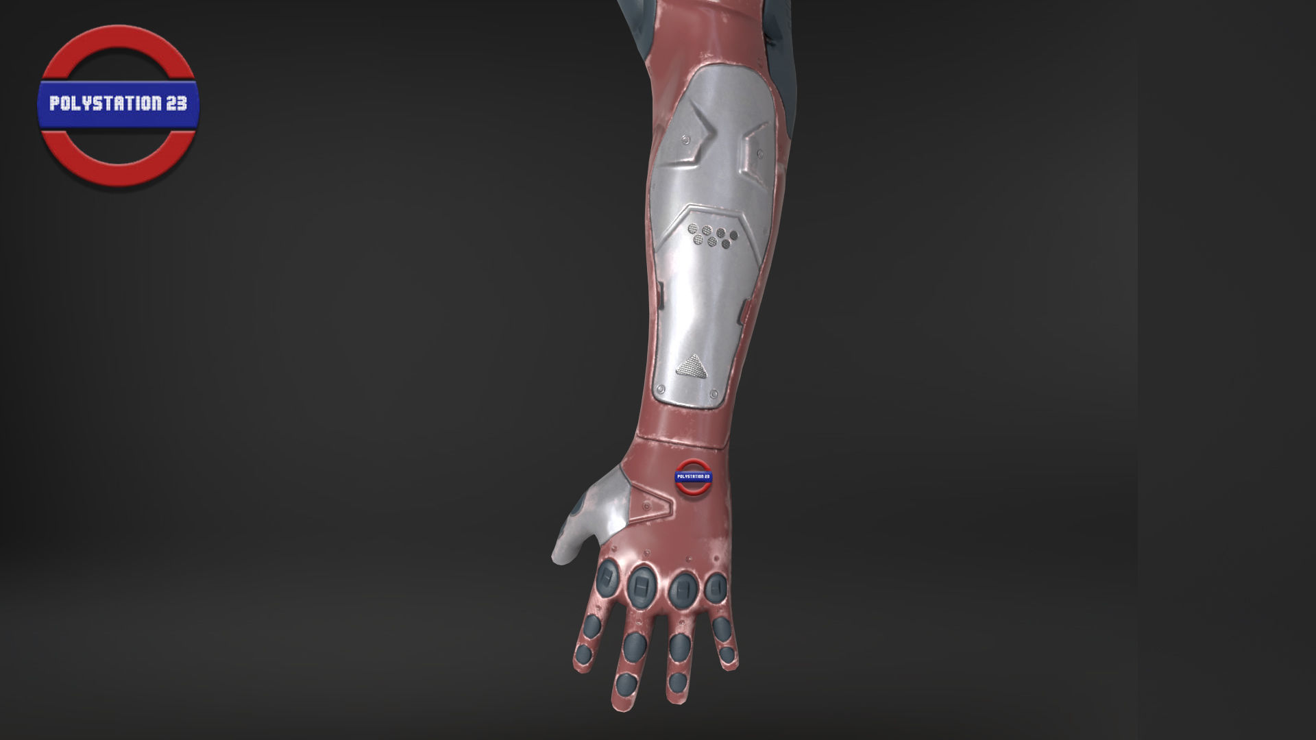 Sci fi arm v2 Game ready Low-poly 3D model_7
