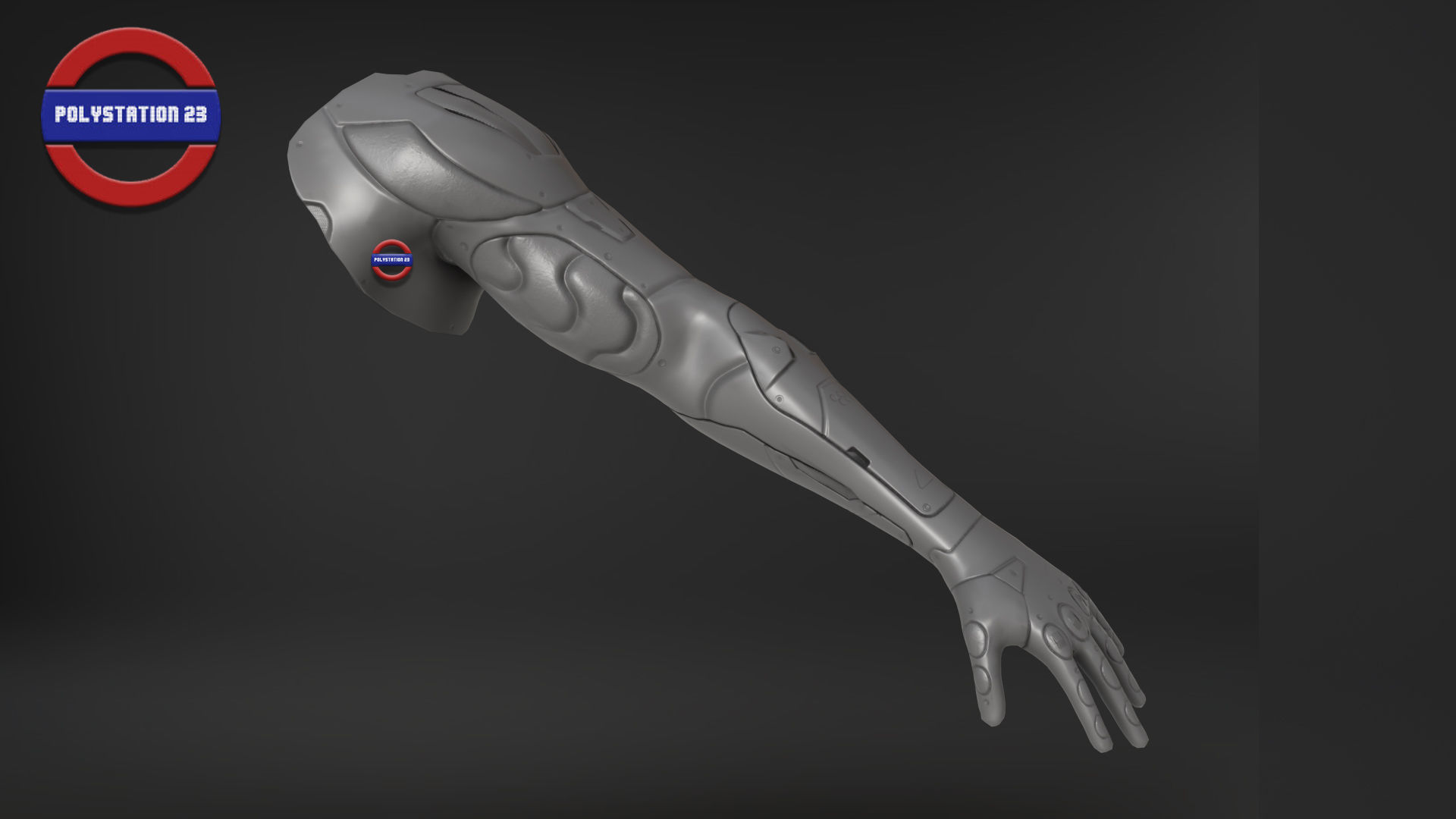 Sci fi arm v2 Game ready Low-poly 3D model_11
