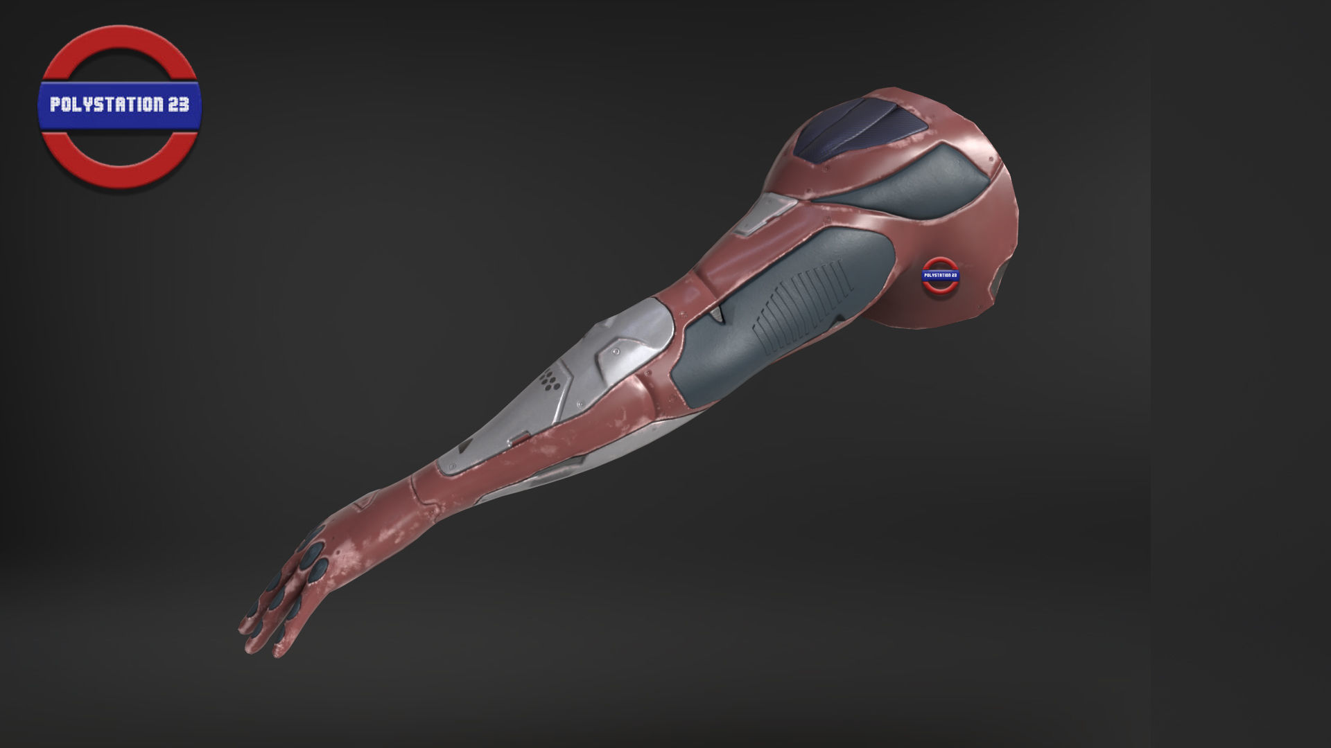 Sci fi arm v2 Game ready Low-poly 3D model_2