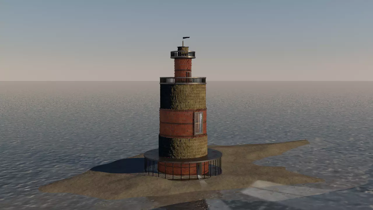 Island lighthouse 3D model_0