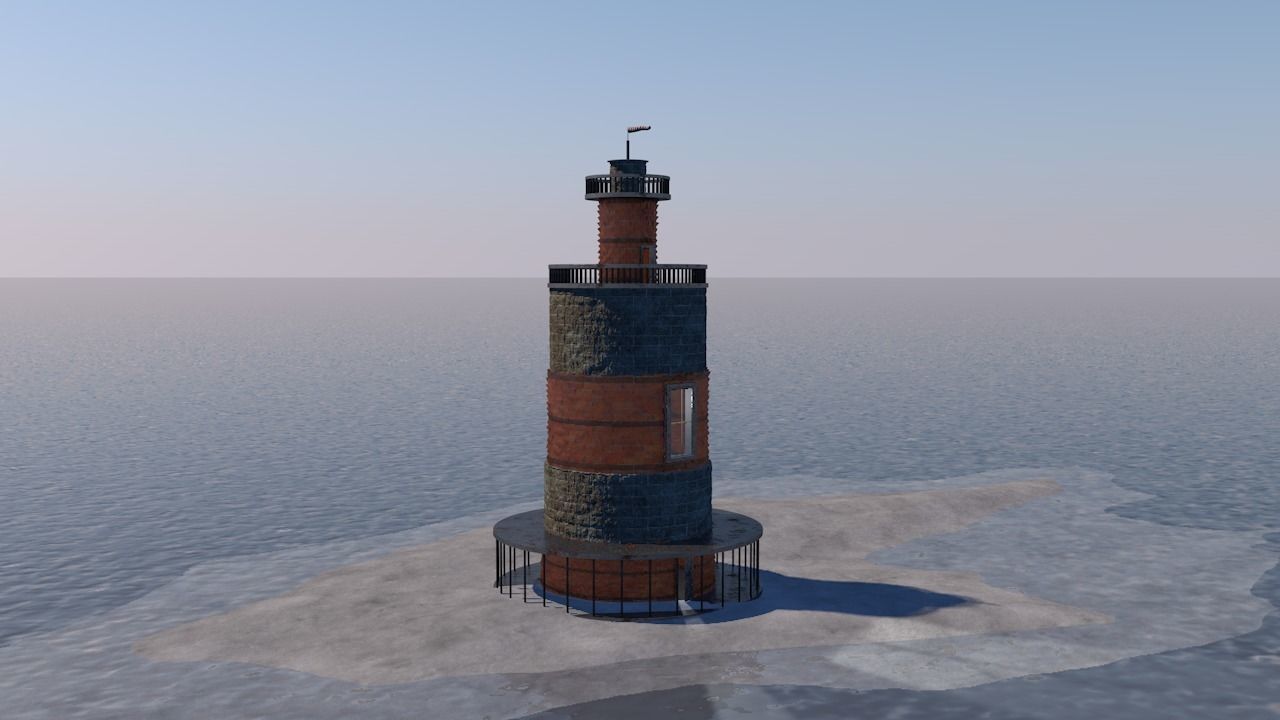Island lighthouse 3D model_2